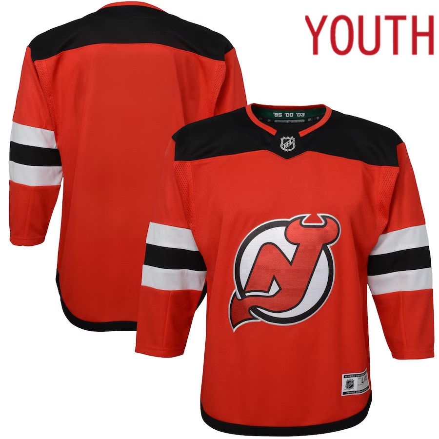 Youth New Jersey Devils Red Home Premier Blank NHL Jersey->customized nhl jersey->Custom Jersey